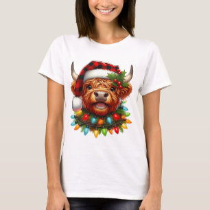 Süße Weihnachts-Hochlandkuh – Festlicher Büffel T-Shirt