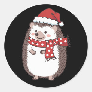 Süße Weihnachts-Igel-Feiertage Runder Aufkleber