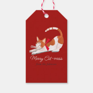 Süße Weihnachts-Ingwer-Katze rote Feiertags-Gesche Geschenkanhänger
