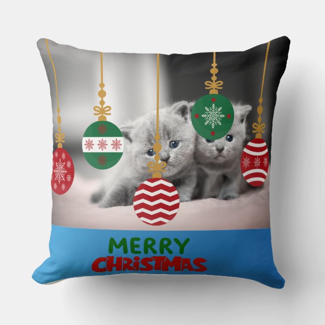 Süße Weihnachts-Kätzchen Dekoratives Kissen (Vorderseite)