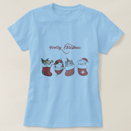 Süße Weihnachts Kätzchen T-Shirt (Design vorne)