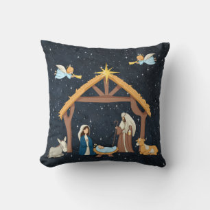 Süße Weihnachts-Krippenszene Kissen