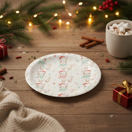 Süße Weihnachts-Lama-Papierteller Pappteller