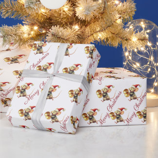 Süße Weihnachts-Musical-Maus Geschenkpapier