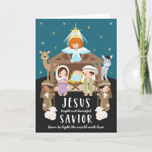 Süße Weihnachts-Nativitäts-Baby-Jesus Schwarz Feiertagskarte