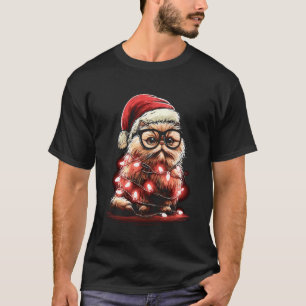 Süße Weihnachts-Perserkatze mit Brille und Santa-H T-Shirt