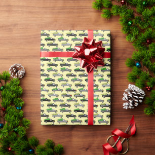 Süße Weihnachts-Pickup-Trucks-Bäume Retro-Weihnach Geschenkpapier