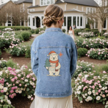 Süße Weihnachts-Polarbär-Denim-Jacke