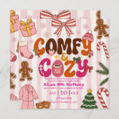Süße Weihnachts-Pyjama-Party-Mädchen-Geburtstag Einladung (Vorne/Hinten)