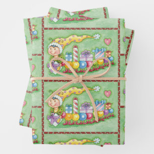 Süße Weihnachts-Raupenbahn mit Geschenken Geschenkpapier Set