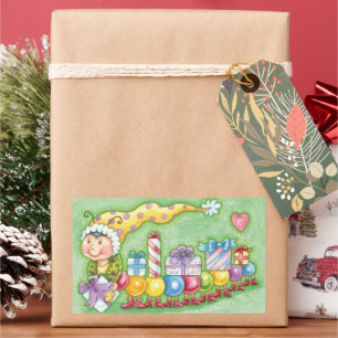 Süße Weihnachts-Raupenbahn mit Geschenken Rechteckiger Aufkleber