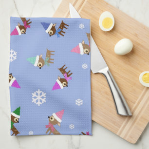 Süße Weihnachts-Rentier-Feiertags-Kunst Geschirrtuch