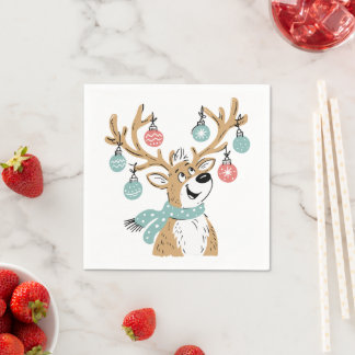 Süße Weihnachts-Rentier-Geweih-Ornamentservietten Serviette