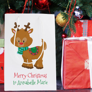 Süße Weihnachts-Rentier individuell angepasst Kind Mittlere Geschenktüte