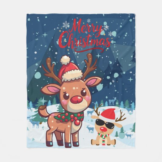 Süße Weihnachts-Rentier-Kinderdecke Fleecedecke (Vorderseite)