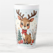Süße Weihnachts-Rentier-Szene Schneebedeckter Wald Milchtasse (Vorderseite)