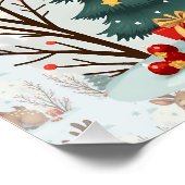 Süße Weihnachts-Rentier-Szene Schneebedeckter Wald Poster (Ecke)
