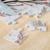 Süße Weihnachts-Rentier-Szene Schneebedeckter Wald Puzzle (Seite)