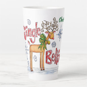 Süße Weihnachts-Rentiere, Jingle Bells-Schneeflock Milchtasse