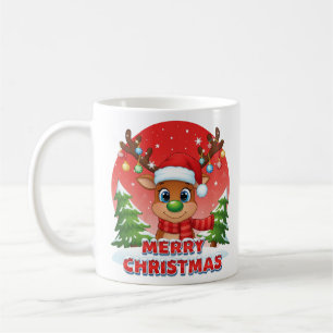 Süße Weihnachts-Rentiere mit Santa-Hut-Ornamenten Kaffeetasse