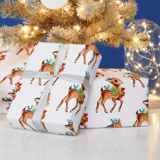 Süße Weihnachts-Rentiere Vintage Retro Süß Geschenkpapier