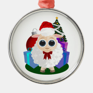 Süße Weihnachts-Schaf-Farmhouse-Urlaubsbaum Ornament Aus Metall