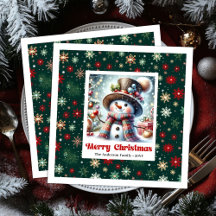 Süße Weihnachts-Schneemann-Servietten Personalisie