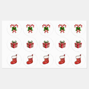 Süße Weihnachts-Sticker-Sammlung Etiketten