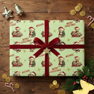 Süße Weihnachts-Teddybären und Text Geschenkpapier