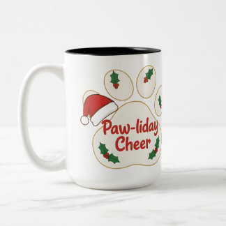 Süße Weihnachts-Tierpfote Zweifarbige Tasse