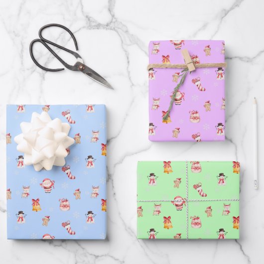 Süße Weihnachts-Verpackungspapier-Set Geschenkpapier Set (Vorderseite)