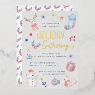 Süße Weihnachts-Wasserfarbe-Script-Feierparty Folieneinladung