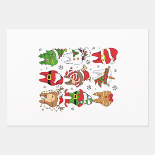 Süße Weihnachts-Zahnfiguren, lustige Feiertage Geschenkpapier Set