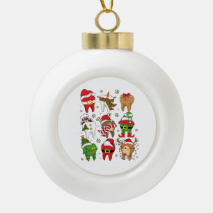 Süße Weihnachts-Zahnfiguren, lustige Feiertage Keramik Kugel-Ornament