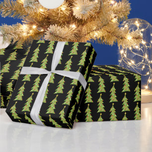 Süße Weihnachtsbäume Retro-Feiertags-Muster-Gesche Geschenkpapier