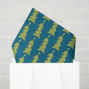 Süße Weihnachtsbäume Retro-Feiertags-Muster-Gesche Seidenpapier