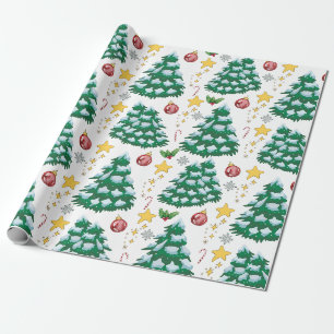 Süße Weihnachtsbäume und Dekorationen Geschenkpapier
