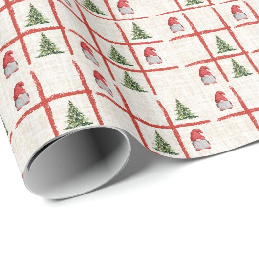 Süße Weihnachtsbäume und Gnome Tic Tac Toe aus Lei Geschenkpapier (Rolleneckpunkt)