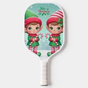 Süße Weihnachtselfen Pickleball Schläger
