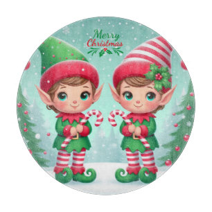 Süße Weihnachtselfen Schneidebrett