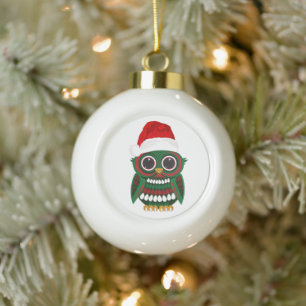 Süße Weihnachtseule Karo Gemütlich Festlich Feiert Keramik Kugel-Ornament