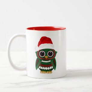 Süße Weihnachtseule Karo Gemütlich Festlich Feiert Zweifarbige Tasse