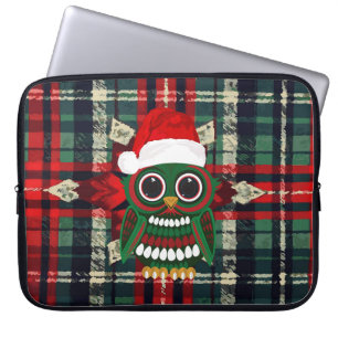 Süße Weihnachtseule Rot Grün Kariert Gemütliche Fe Laptopschutzhülle