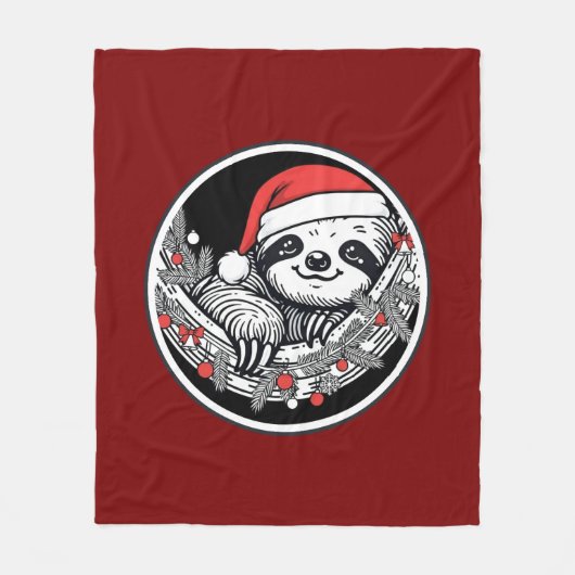 Süße Weihnachtsfaultierdecke Fleecedecke (Vorderseite)