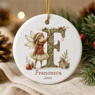 Süße Weihnachtsfee Anfangsbuchstabe Maßgeschneider Keramik Ornament