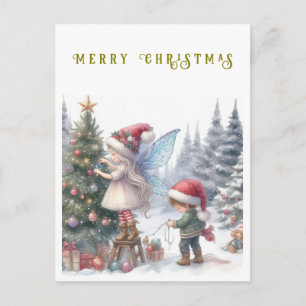 Süße Weihnachtsfeen Feiertags-Postkarte Feiertagspostkarte