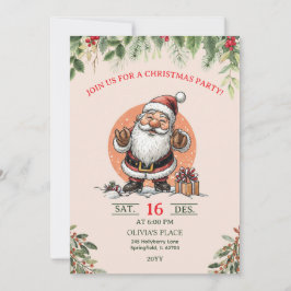 Süße Weihnachtsfeier-Einladung mit Santa Claus  Einladung