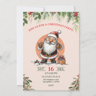 Süße Weihnachtsfeier-Einladung mit Santa Claus Einladung