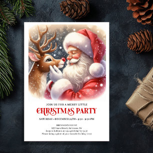 Süße Weihnachtsfeier-Einladung mit Santa und Rudol Einladung