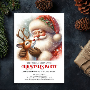 Süße Weihnachtsfeier mit Santa und Rudolph  Einladung